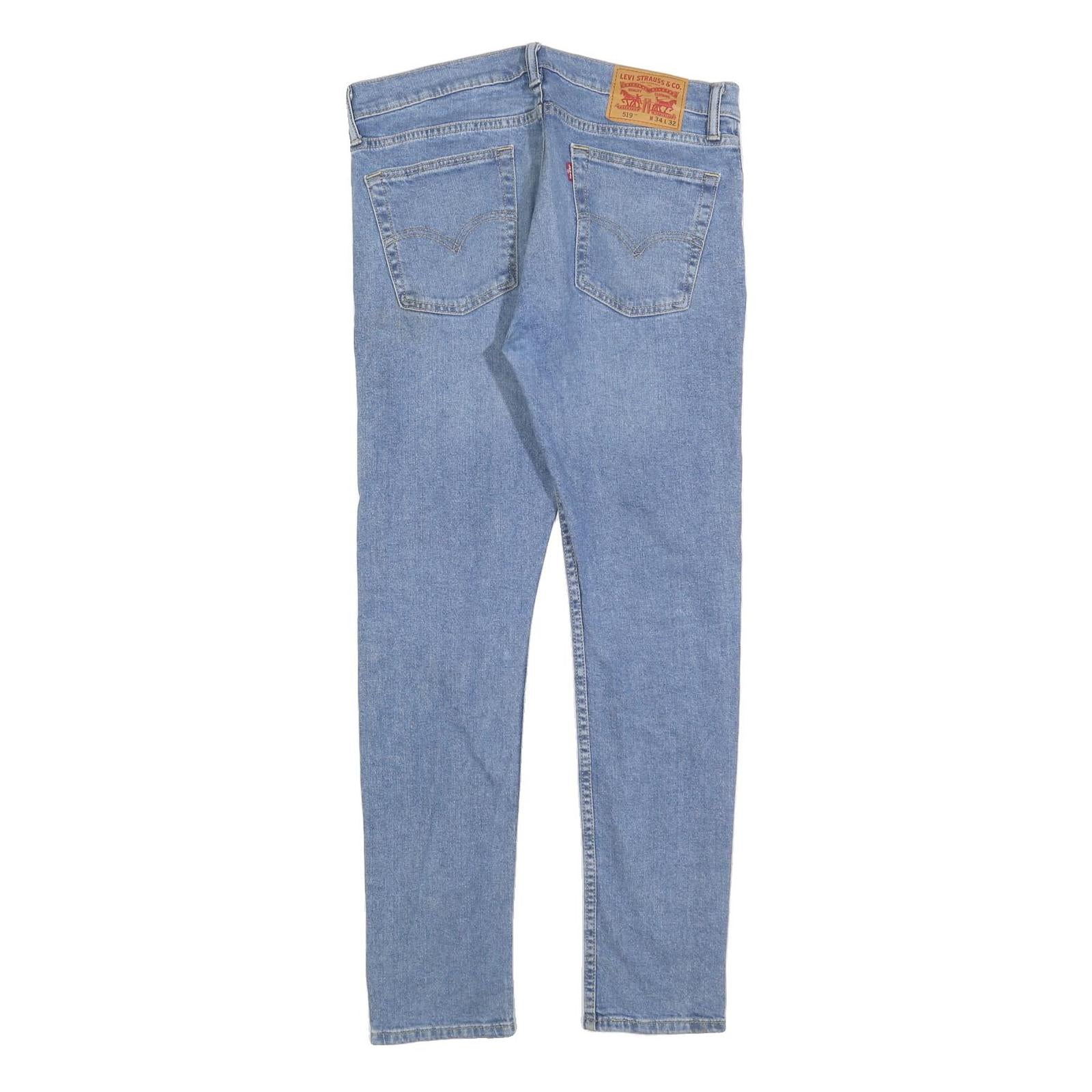 LEVI'S 519 Mens Slim Light Blue Denim Jeans W34 L32 Classic Cotton Blend Zip