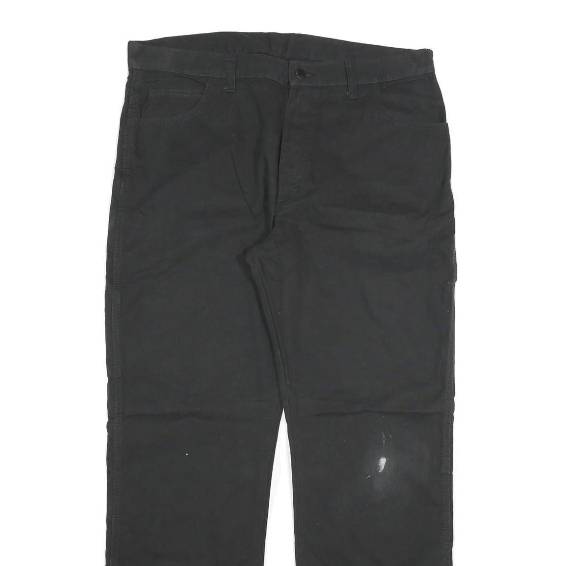 DICKIES Mens Cotton Blend Black Regular Fit Straight Leg Trousers W36 L32