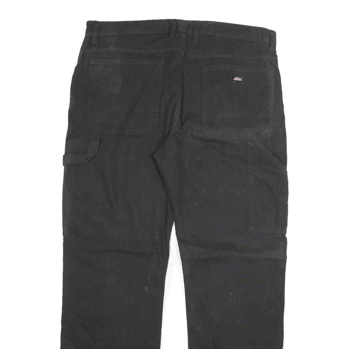 DICKIES Mens Cotton Blend Black Regular Fit Straight Leg Trousers W36 L32