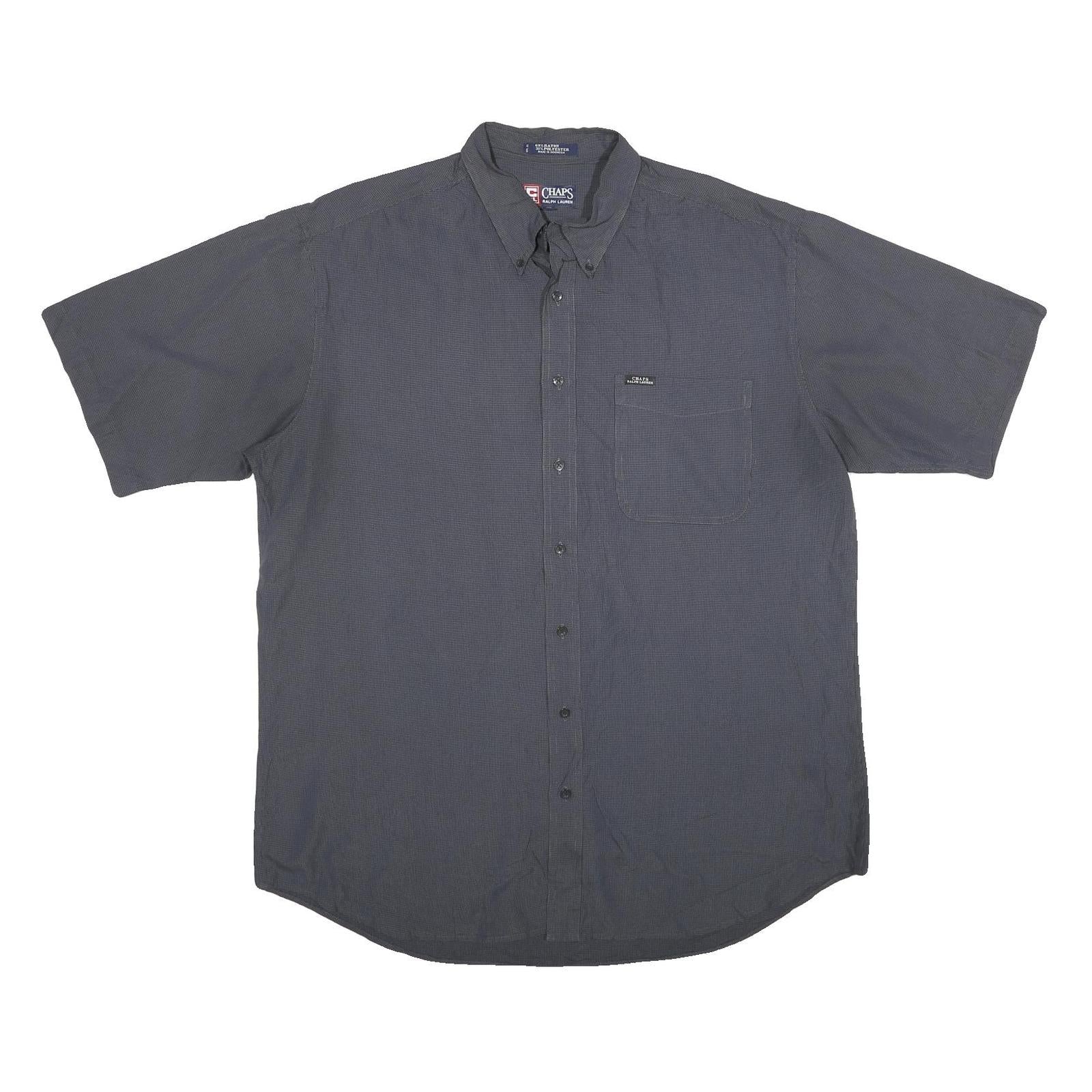 CHAPS RALPH LAUREN Mens Blue Polyester Blend Shirt XL Button Down Casual Summer