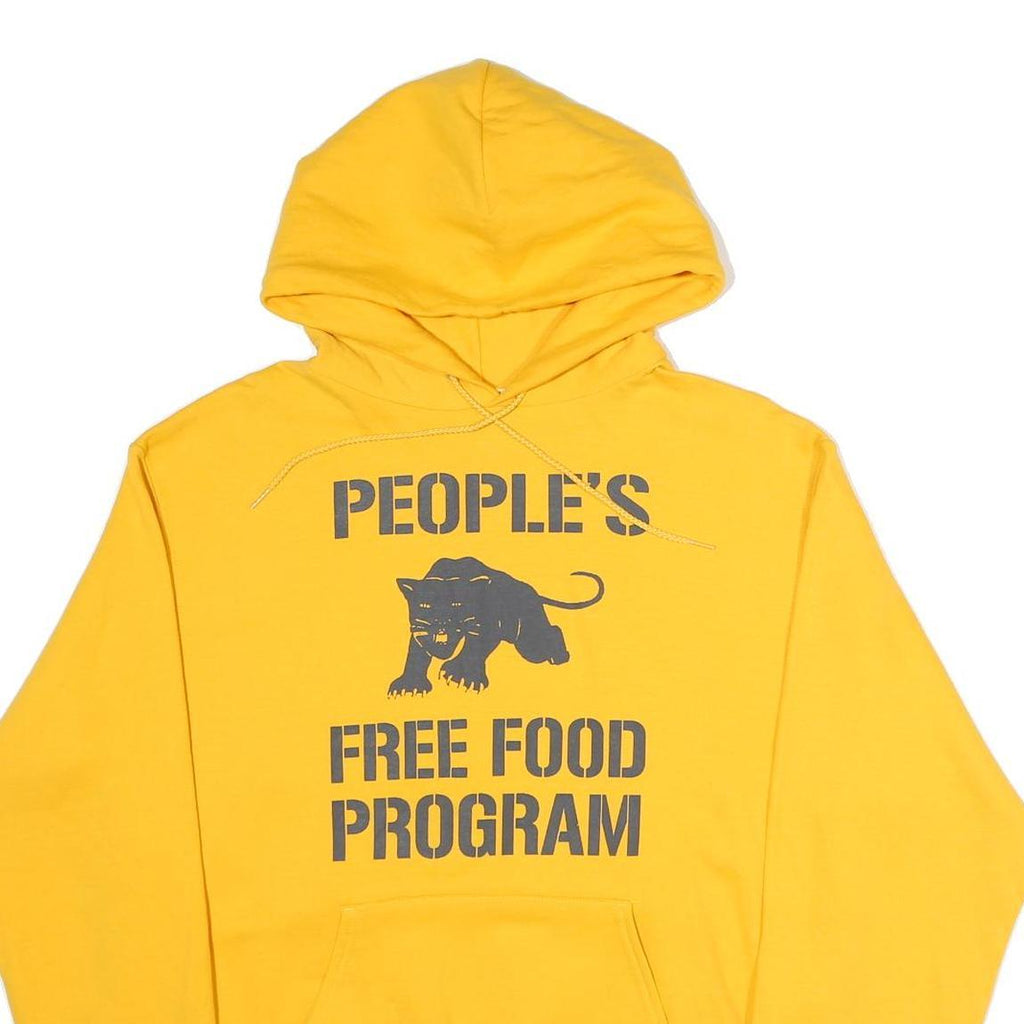 CHAMPION Mens Yellow People’s Free Food Program Pullover Hoodie M Graphic Print