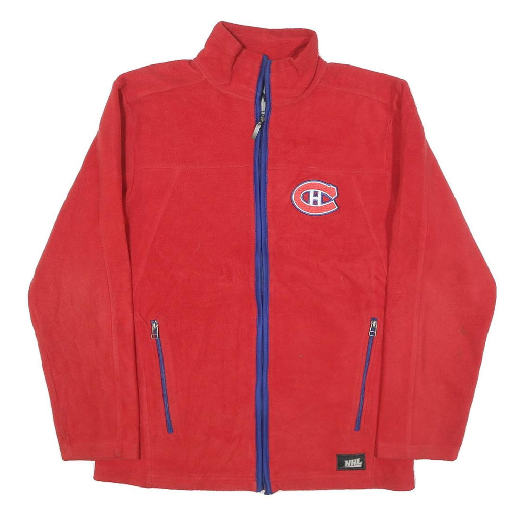 NHL Mens Red Montreal Canadiens Zip Polyester Blend Jacket S Fleece