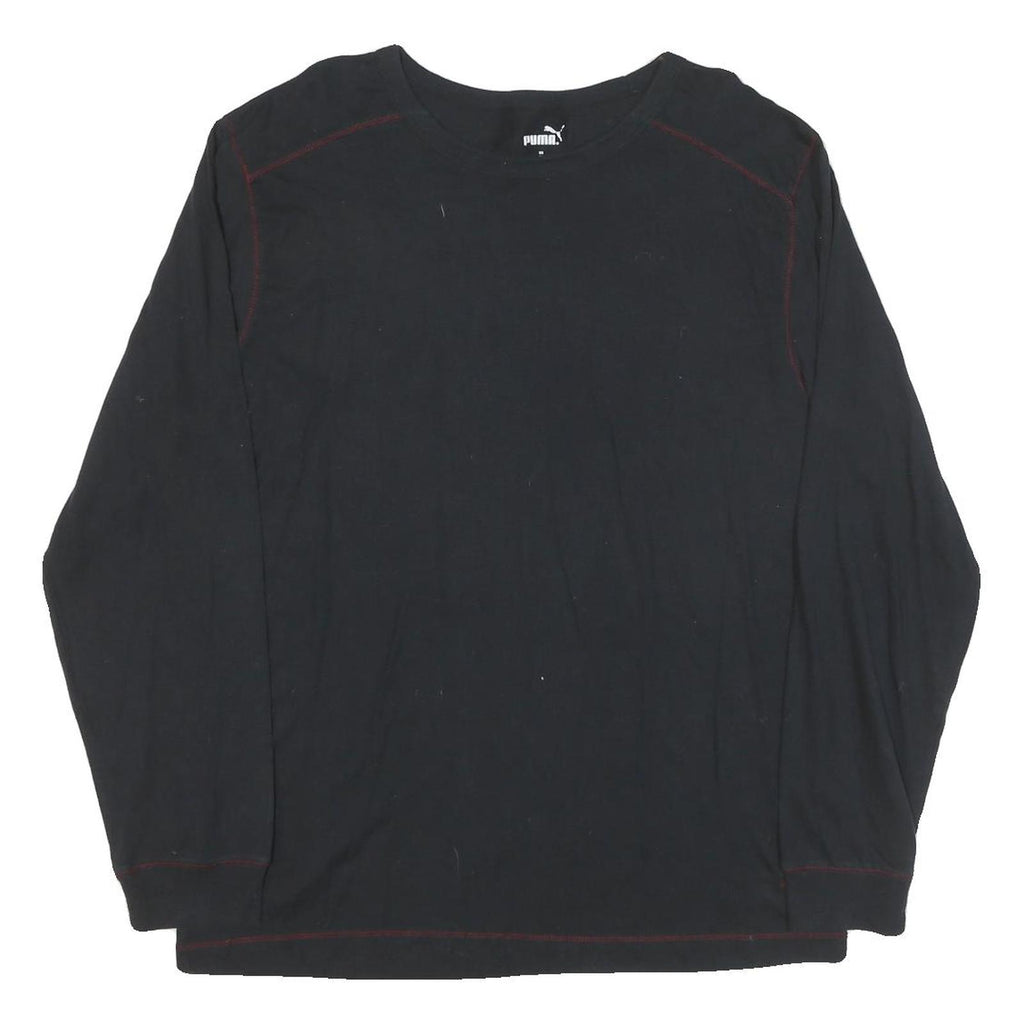 PUMA Mens Black Long Sleeve T-Shirt XL Crew Neck Cotton Sportswear Casual