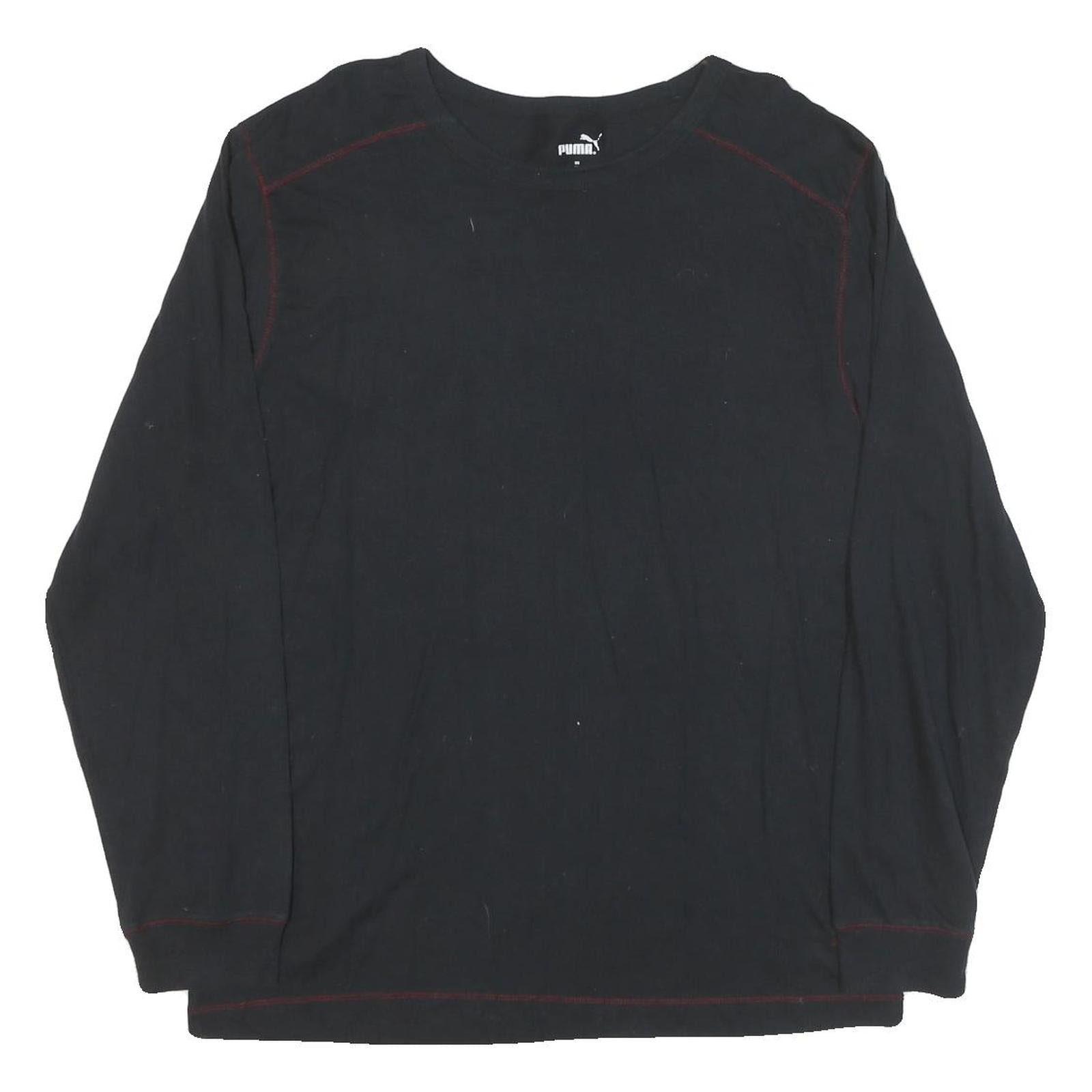 PUMA Mens Black Long Sleeve T-Shirt XL Crew Neck Cotton Sportswear Casual