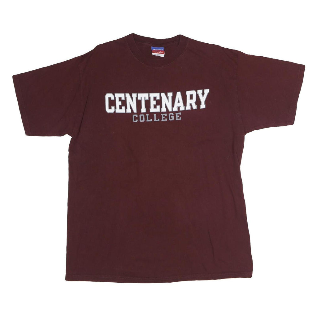CHAMPION Mens Maroon Centenary College Graphic T-Shirt XL Short Sleeve Crew Neck