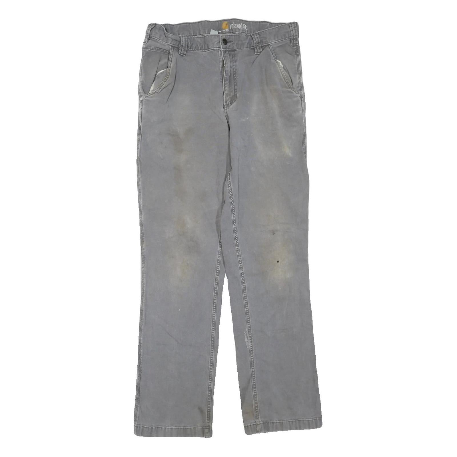 CARHARTT Mens Cotton Blend Grey Regular Fit Straight Leg Trousers W33 L31