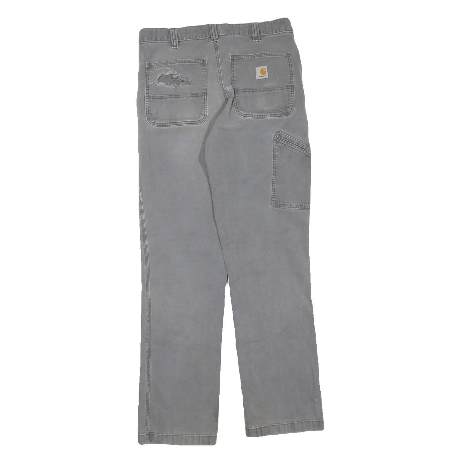 CARHARTT Mens Cotton Blend Grey Regular Fit Straight Leg Trousers W33 L31