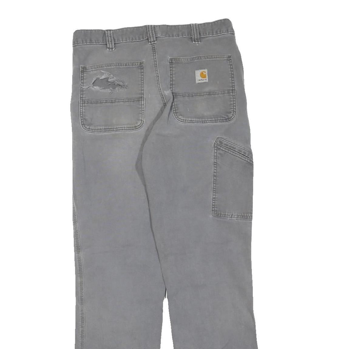 CARHARTT Mens Cotton Blend Grey Regular Fit Straight Leg Trousers W33 L31