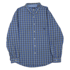 CHAPS Mens Blue Green Check Shirt L Button-Down Collar Long Sleeve Cotton Blend