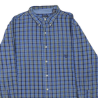 CHAPS Mens Blue Green Check Shirt L Button-Down Collar Long Sleeve Cotton Blend