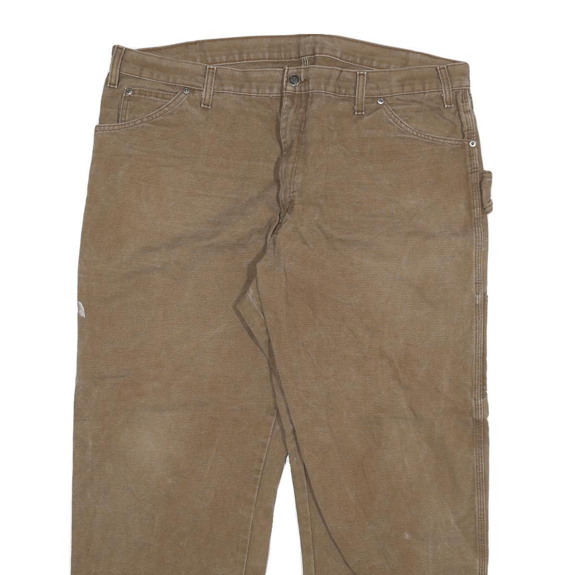 DICKIES Mens Regular Fit Brown Denim W40 L30 Workwear Carpenter Jeans Zip