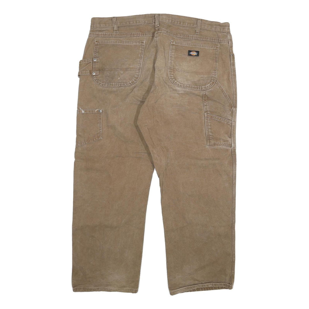 DICKIES Mens Regular Fit Brown Denim W40 L30 Workwear Carpenter Jeans Zip