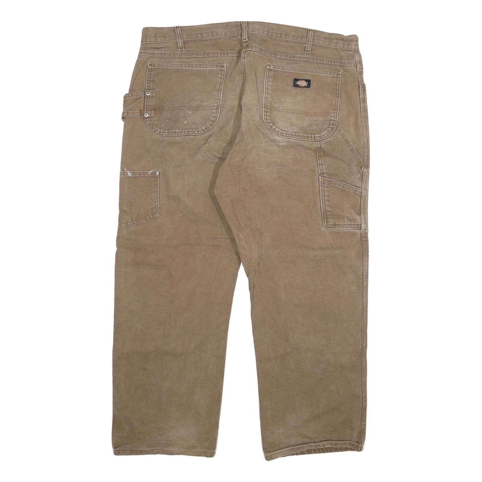 DICKIES Mens Regular Fit Brown Denim W40 L30 Workwear Carpenter Jeans Zip