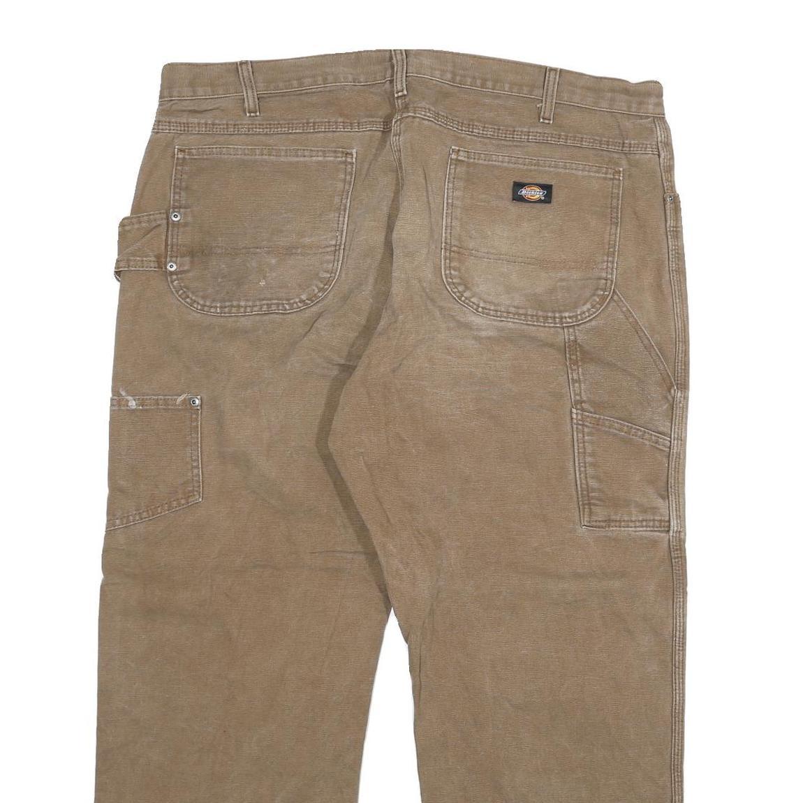 DICKIES Mens Regular Fit Brown Denim W40 L30 Workwear Carpenter Jeans Zip