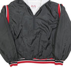 BIRDIE Mens Black Red Zip Jacket 2XL Nylon Plain Hooded Casual Retro