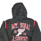 BIRDIE Mens Black Red Zip Jacket 2XL Nylon Plain Hooded Casual Retro