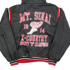 BIRDIE Mens Black Red Zip Jacket 2XL Nylon Plain Hooded Casual Retro