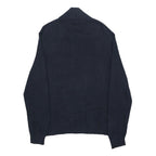 POLO RALPH LAUREN Mens Navy Blue Plain Pullover Jumper Cotton M Half Zip