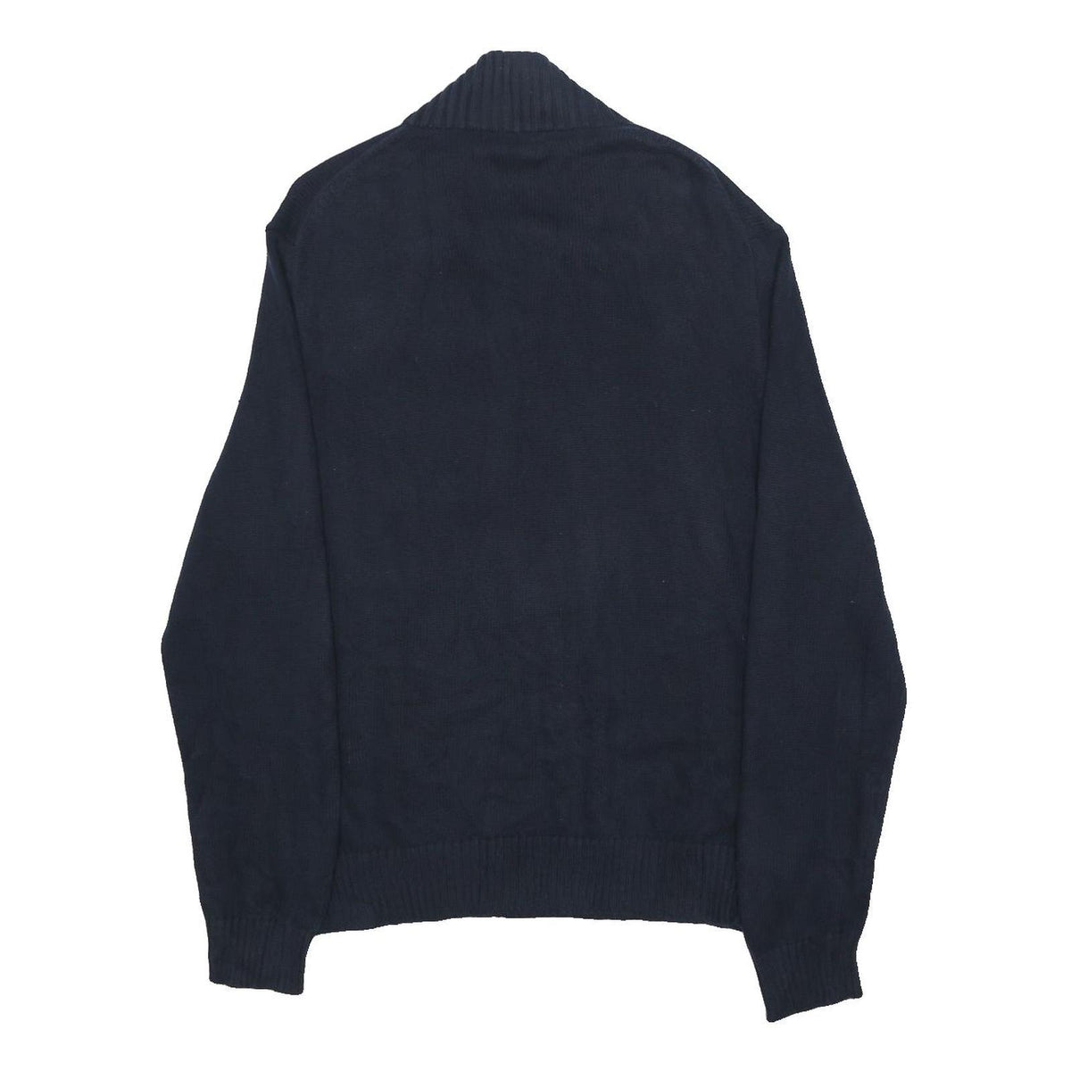POLO RALPH LAUREN Mens Navy Blue Plain Pullover Jumper Cotton M Half Zip
