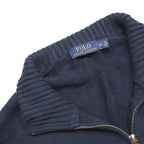 POLO RALPH LAUREN Mens Navy Blue Plain Pullover Jumper Cotton M Half Zip