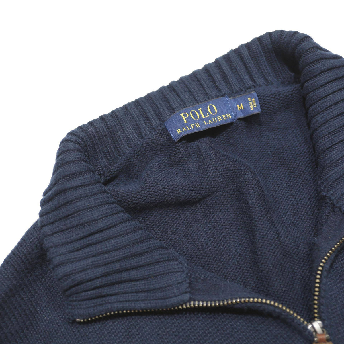 POLO RALPH LAUREN Mens Navy Blue Plain Pullover Jumper Cotton M Half Zip