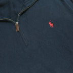 POLO RALPH LAUREN Mens Navy Blue Plain Pullover Jumper Cotton M Half Zip