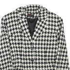 TATTOO Womens Black & White Houndstooth Classic Jacket XS Wool Blend Button