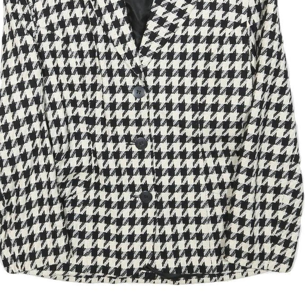 TATTOO Womens Black & White Houndstooth Classic Jacket XS Wool Blend Button