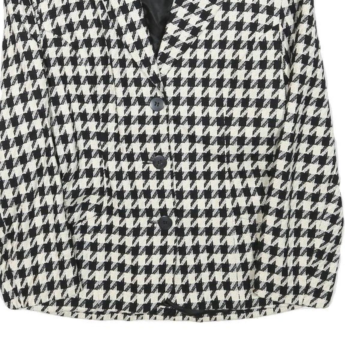 TATTOO Womens Black & White Houndstooth Classic Jacket XS Wool Blend Button