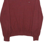 TOMMY HILFIGER Mens Maroon Plain Cotton Pullover Crew Neck Basic Knit M Sweater