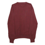 TOMMY HILFIGER Mens Maroon Plain Cotton Pullover Crew Neck Basic Knit M Sweater