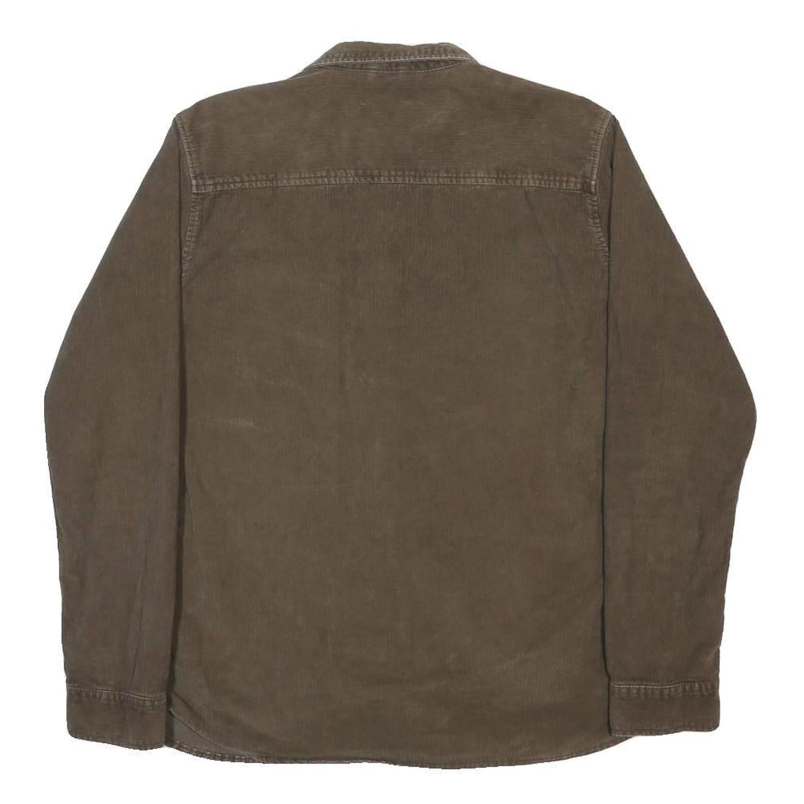 INDICODE Mens Brown Casual Cotton Shirt M Long Sleeve Button Pocket