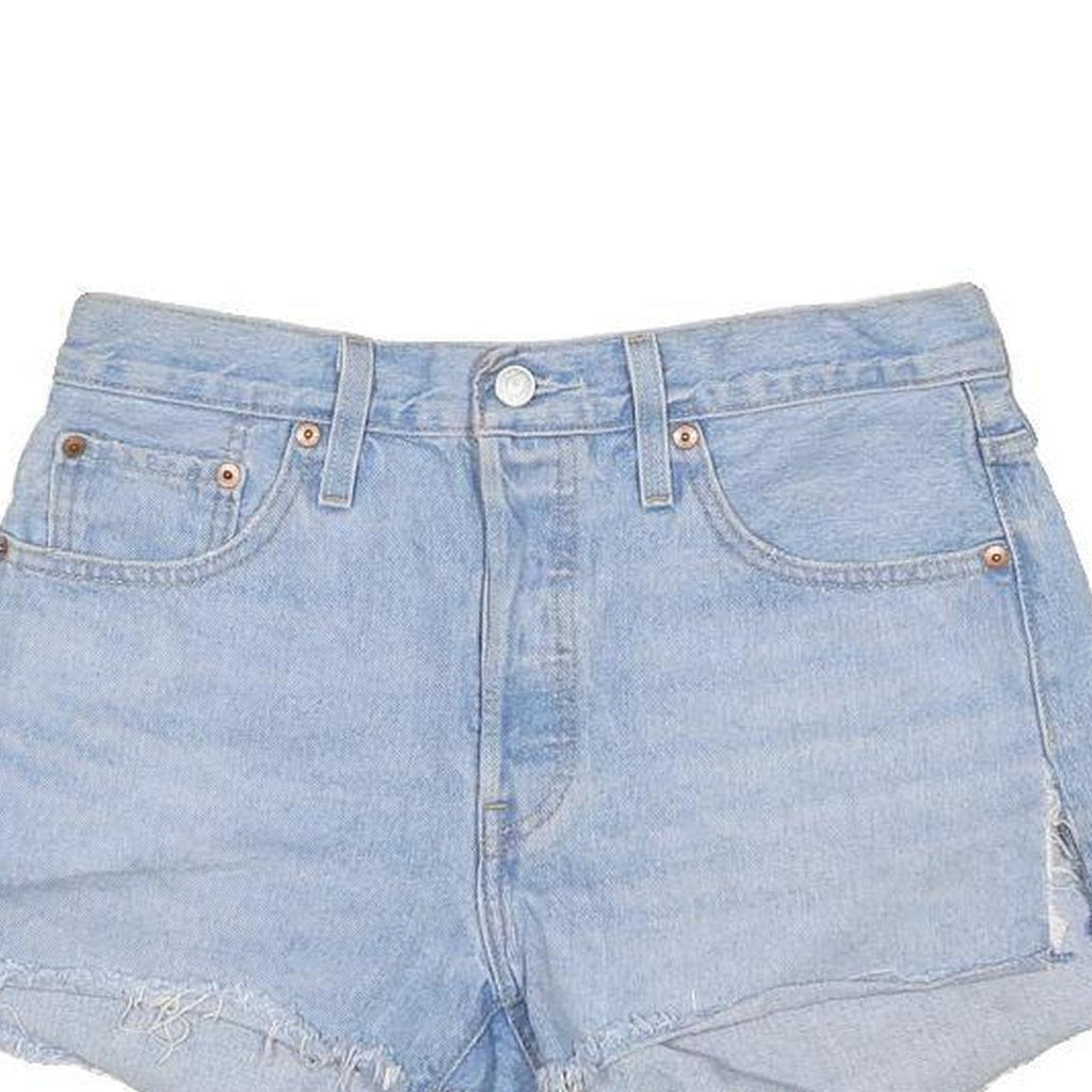LEVI'S Womens Denim Blue Cut-Off Shorts M W30 Casual Frayed Hem Button Closure