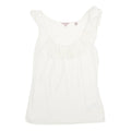 TED BAKER Womens White Ruffle Detail Sleeveless Round Neck Top M Elegant