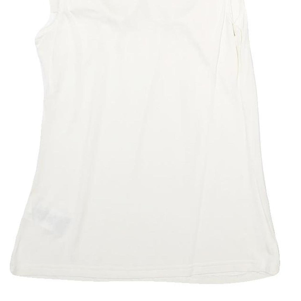 TED BAKER Womens White Ruffle Detail Sleeveless Round Neck Top M Elegant