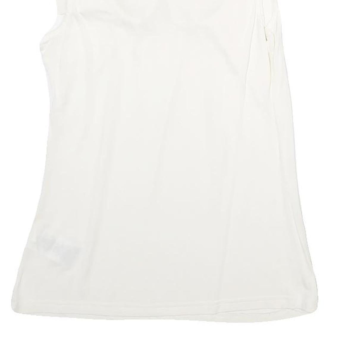 TED BAKER Womens White Ruffle Detail Sleeveless Round Neck Top M Elegant