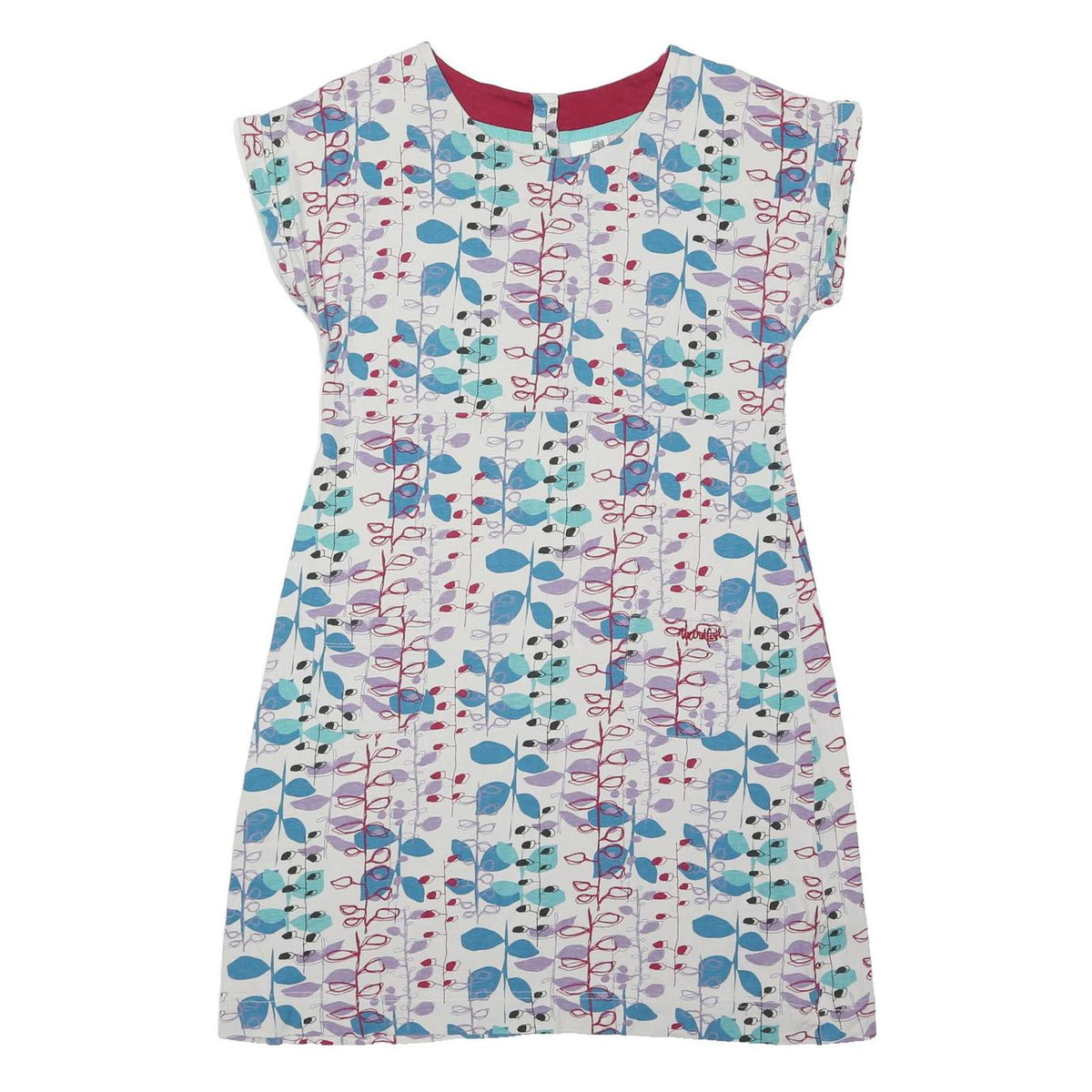 WEIRD FISH Womens White Blue Red Floral Day Cotton Blend Dress UK 12 Casual