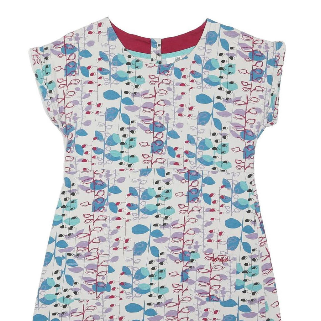WEIRD FISH Womens White Blue Red Floral Day Cotton Blend Dress UK 12 Casual