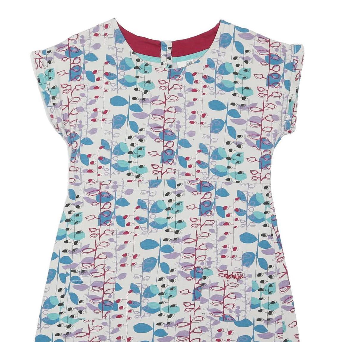 WEIRD FISH Womens White Blue Red Floral Day Cotton Blend Dress UK 12 Casual