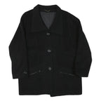 RENE SCHAAD Womens Black Wool Blend Button Jacket L Classic Plain Stylish