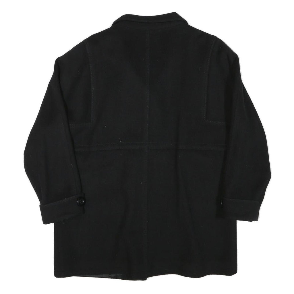 RENE SCHAAD Womens Black Wool Blend Button Jacket L Classic Plain Stylish