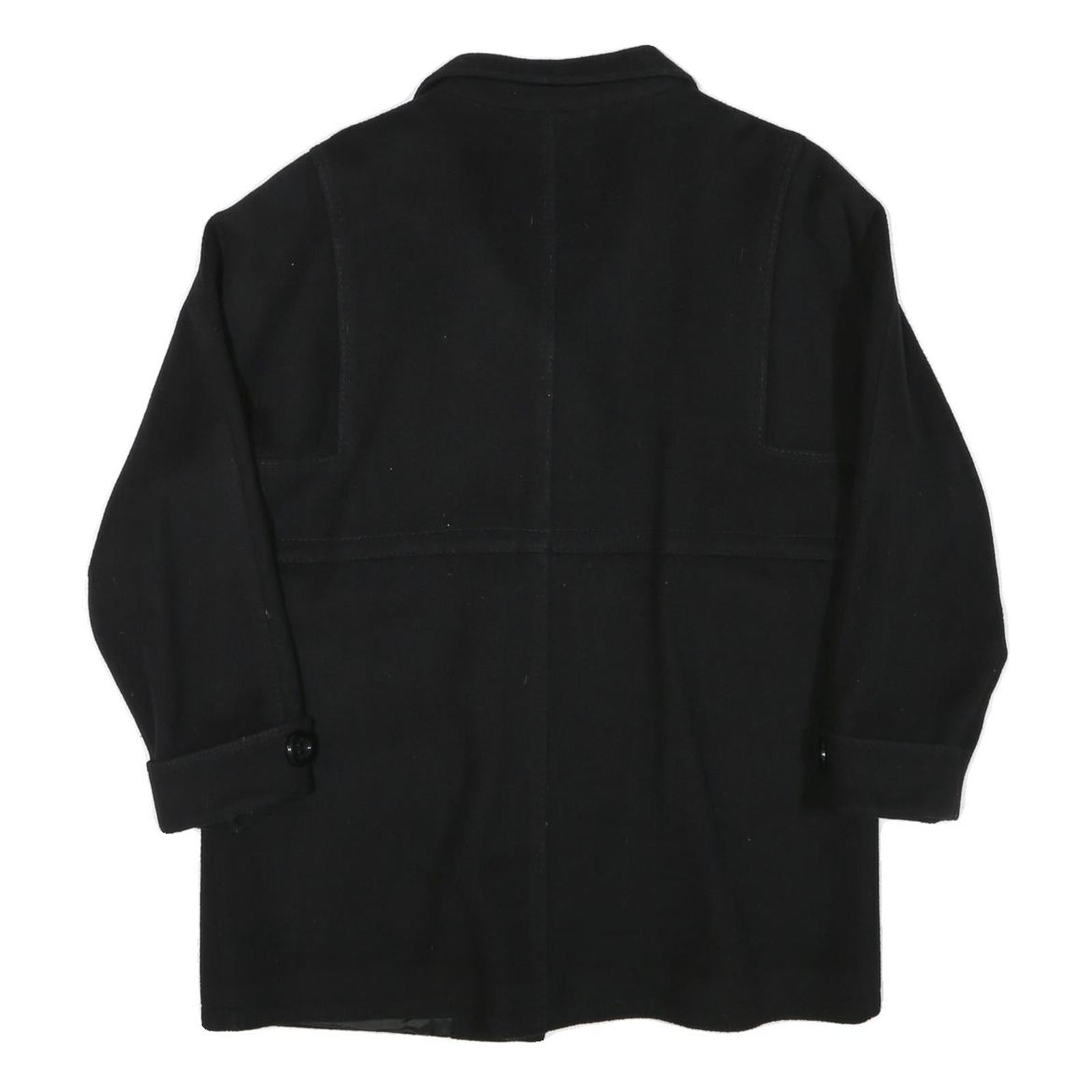 RENE SCHAAD Womens Black Wool Blend Button Jacket L Classic Plain Stylish