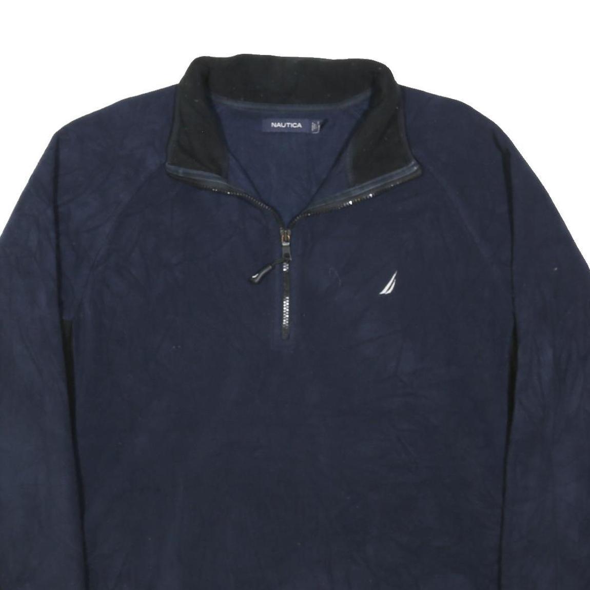 NAUTICA Mens Navy & Black Polyester Blend Zip Jacket XL Fleece Casual