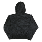 NILS Womens Black Hooded Zip Jacket M Polyester Quilted Elastic Hem