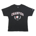 CHAMPION Mens Black Graphic T-Shirt L Short Sleeve Crew Neck Cotton Blend Casual