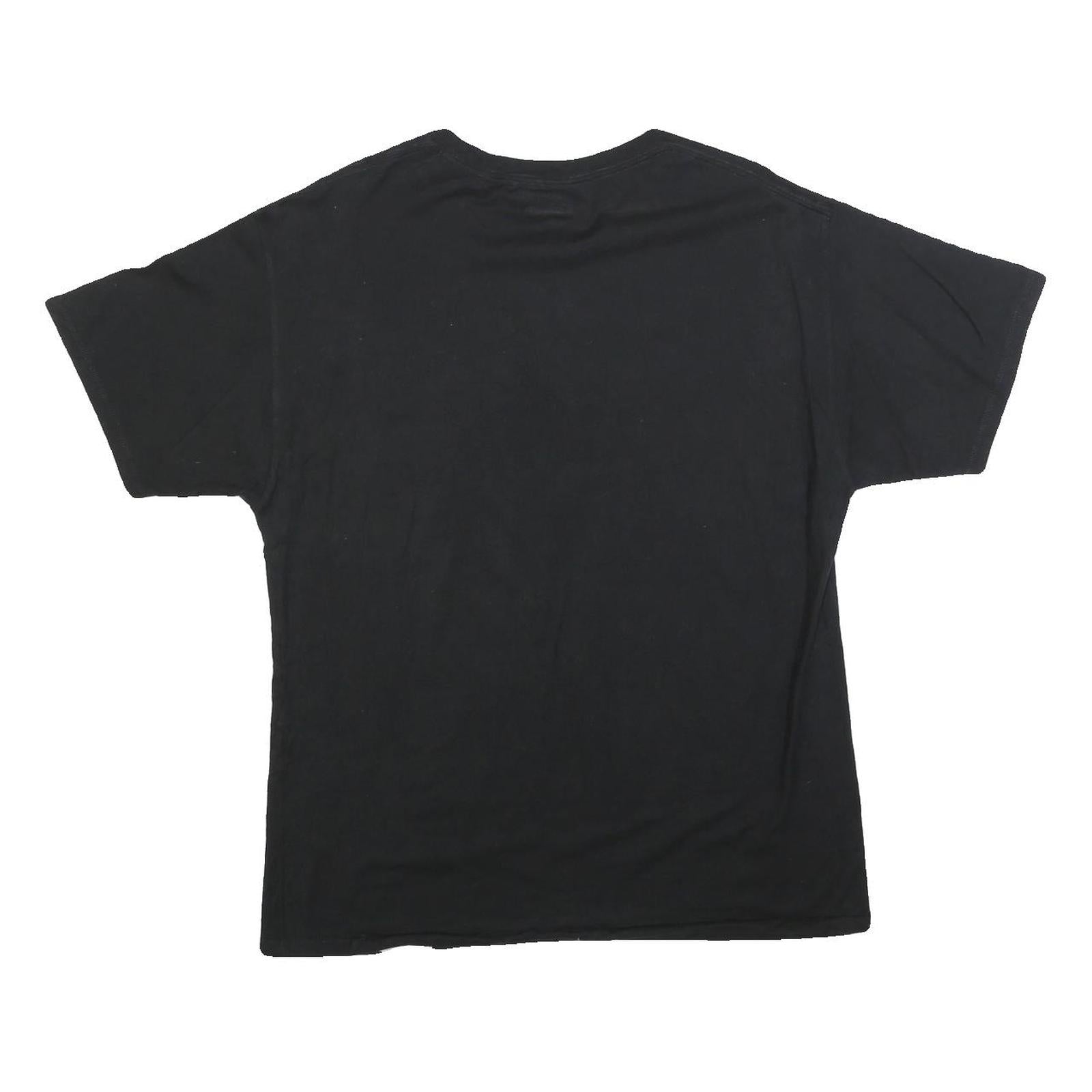 CHAMPION Mens Black Graphic T-Shirt L Short Sleeve Crew Neck Cotton Blend Casual