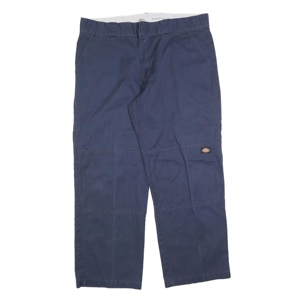 DICKIES Mens Cotton Blend Navy Regular Straight Trousers W38 L30 Workwear