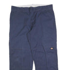 DICKIES Mens Cotton Blend Navy Regular Straight Trousers W38 L30 Workwear