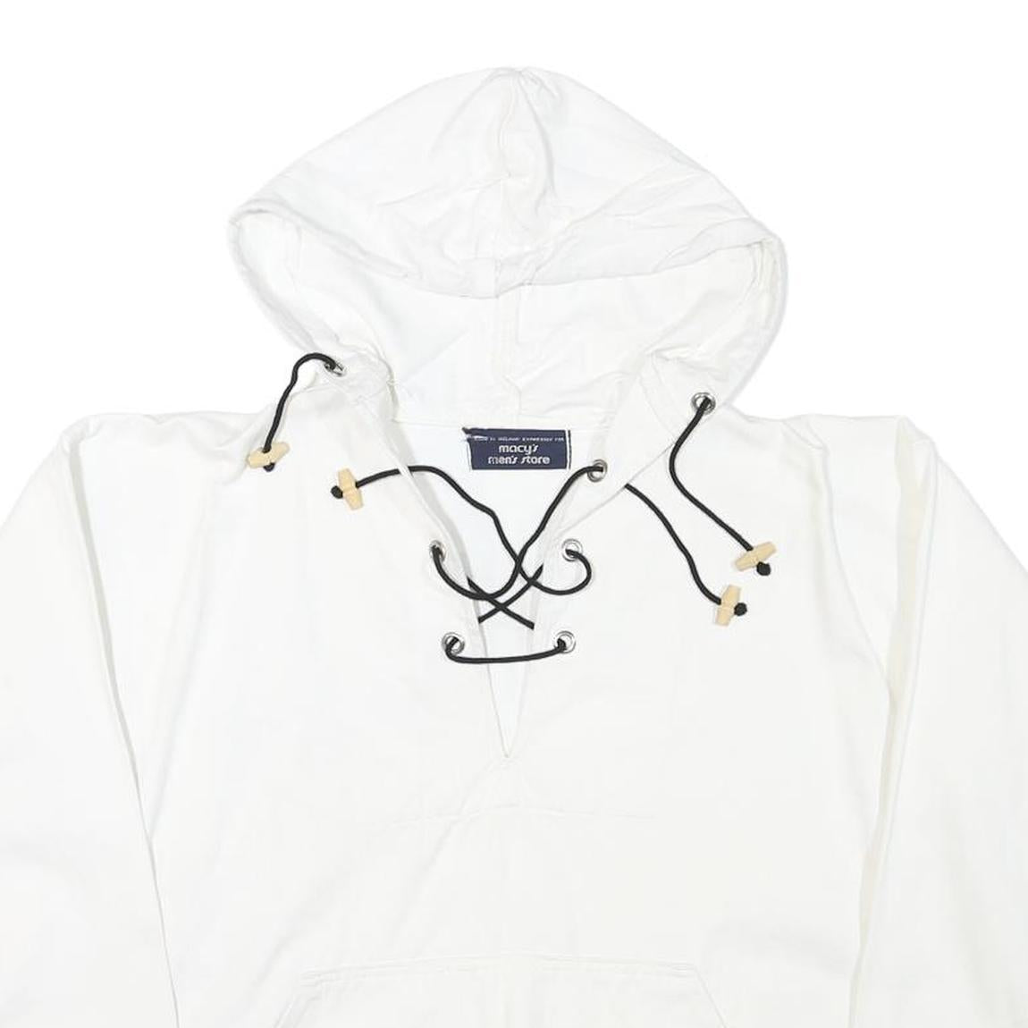 MACY'S MENS STORE Mens White Hooded Pullover XS Lace-Up Detail