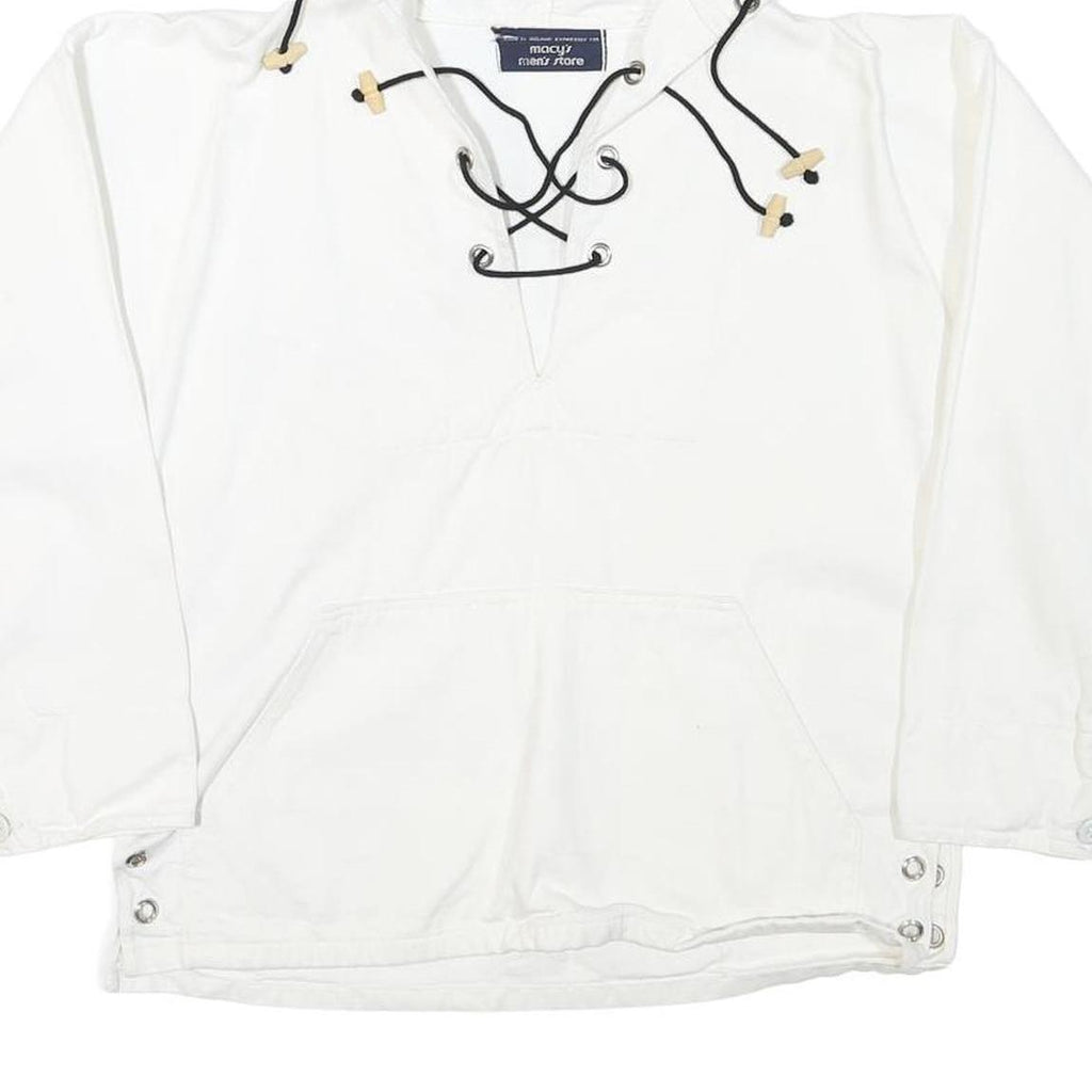 MACY'S MENS STORE Mens White Hooded Pullover XS Lace-Up Detail